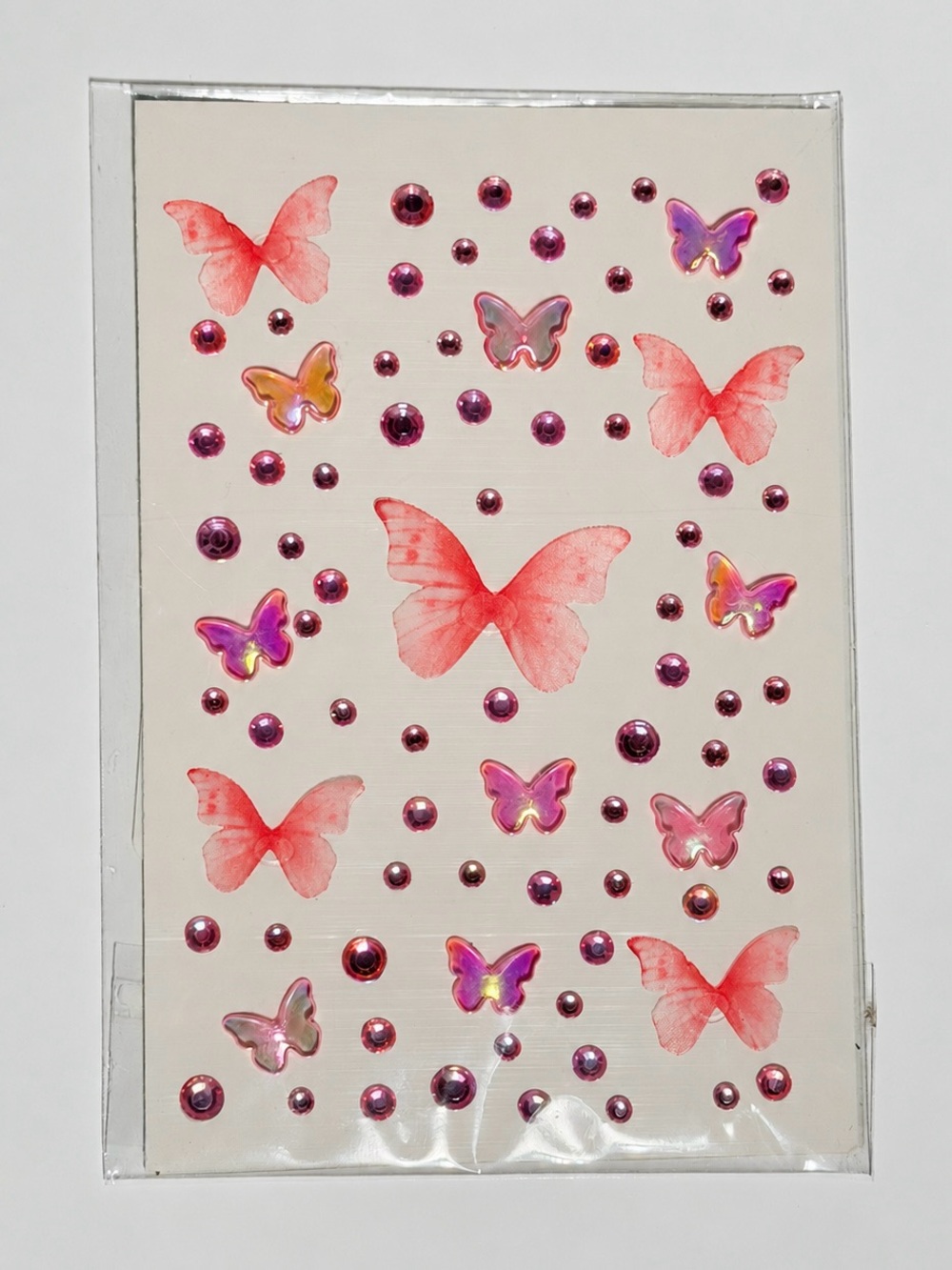 Pink Butterfly Face Gems Rhinestone Sticker Sheet - Picture 2 of 3